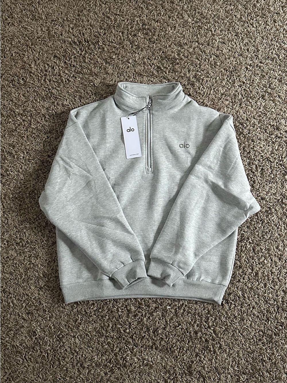 ALO Yoga Men's Light Heather Gray Half-Zip Pullover